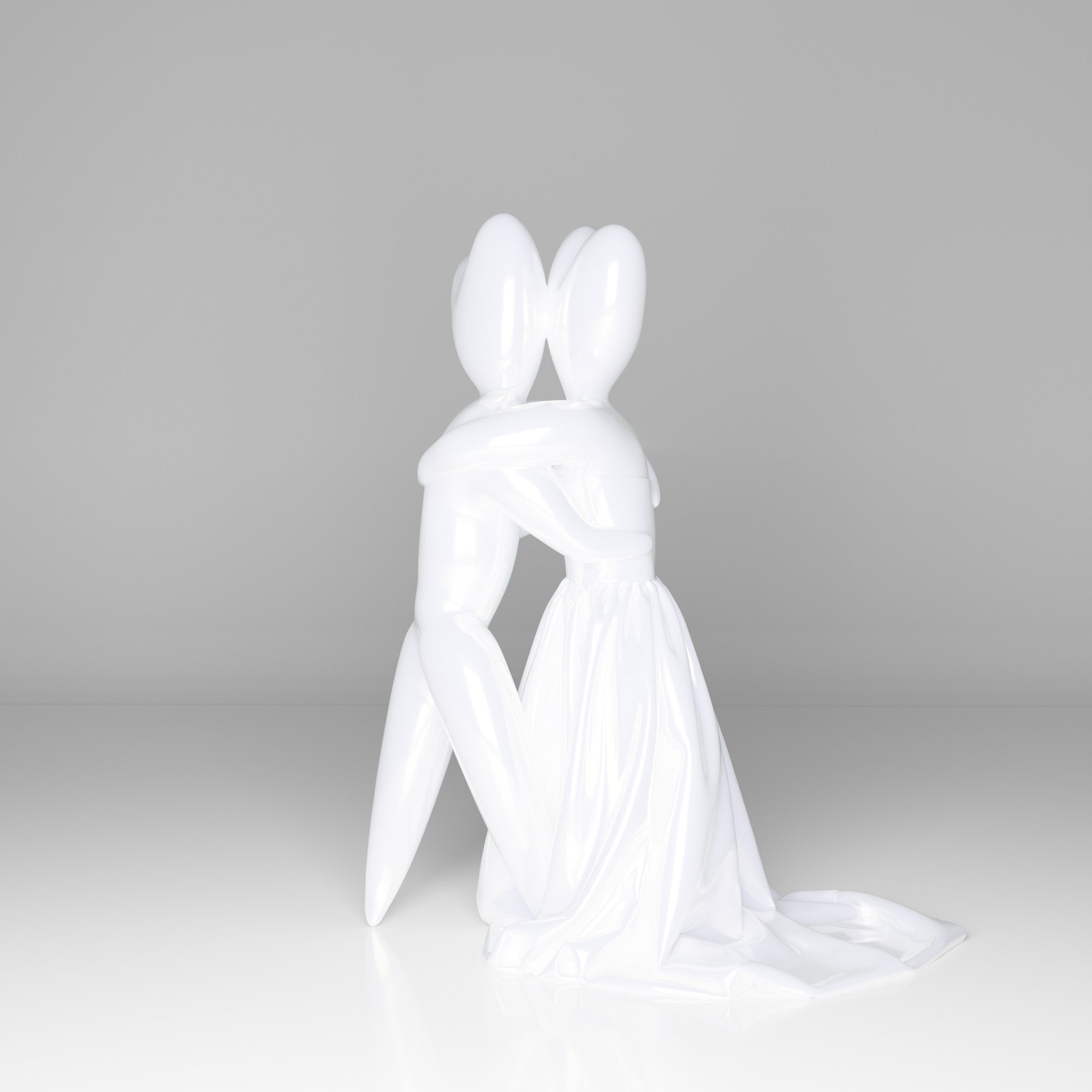 Abbraccio Sposa — scultura originale Morelove su fondo bianco